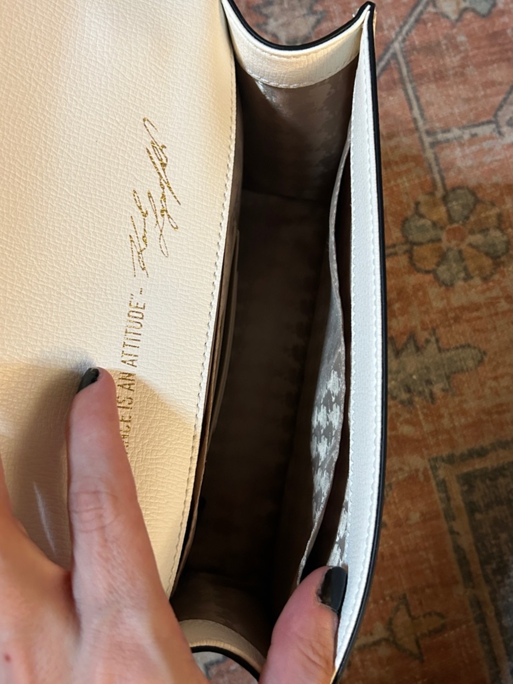 KARL LAGERFELD Legacy Simone White Crossbody Bag Top Handle Color Logo LIKE NEW - Picture 16 of 16